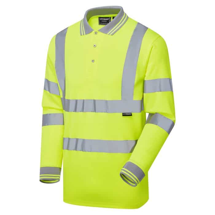 Supertouch Hi Vis Yellow Long Sleeve Bird Eye Polo Shirt H103 *Bundle Deal Garment See Bundle Page For Savings