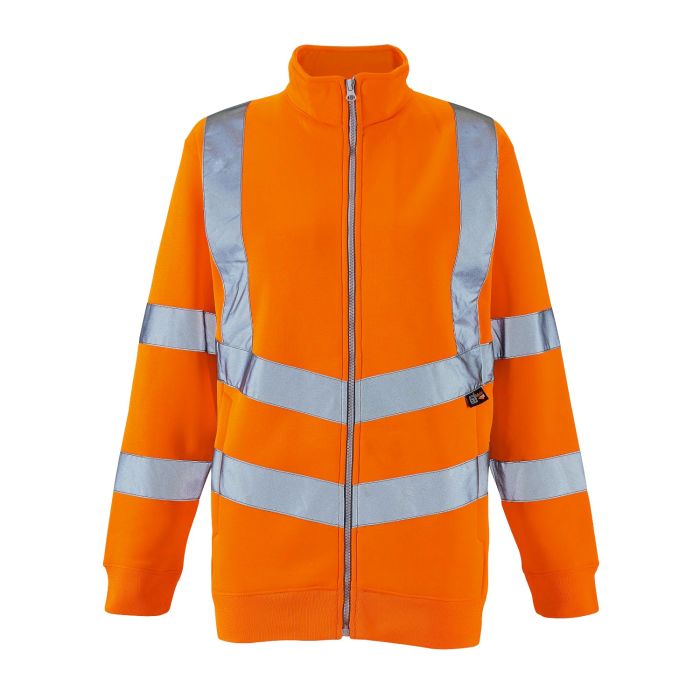 Ladies Hi Vis Orange Eshaal Zipped Sweatshirt HV315