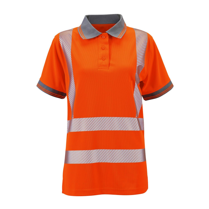 Ladies Hi Vis Orange Savannah Bird Eye Polo HV309