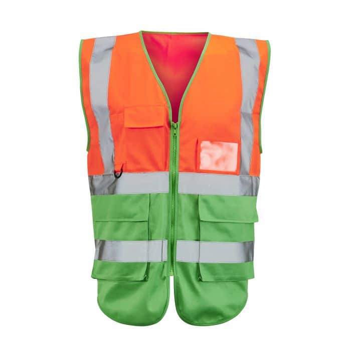 Supertouch Hi Vis Orange Green 2 Tone Executive Vest H117 *Bundle Deal Garment See Bundle Page For Savings
