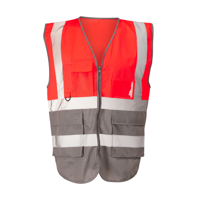 Supertouch Hi Vis Red/Grey 2 Tone Executive Vest H117 *Bundle Deal Garment See Bundle Page For Savings