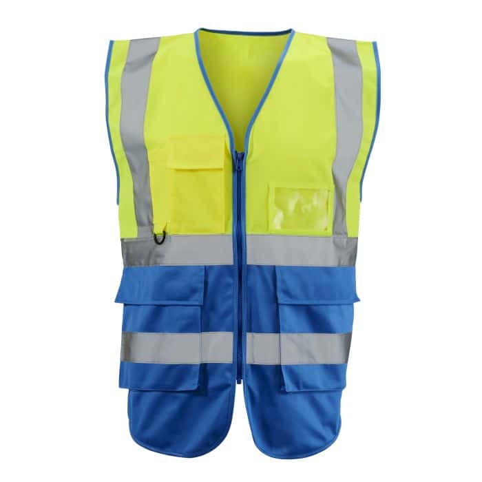 Supertouch Hi Vis Yellow Blue 2 Tone Executive Vest H115 *Bundle Deal Garment See Bundle Page For Savings