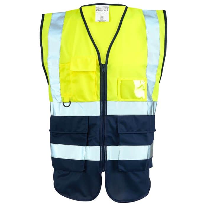 Supertouch Hi Vis Yellow Navy 2 Tone Executive Vest H115 *Bundle Deal Garment See Bundle Page For Savings