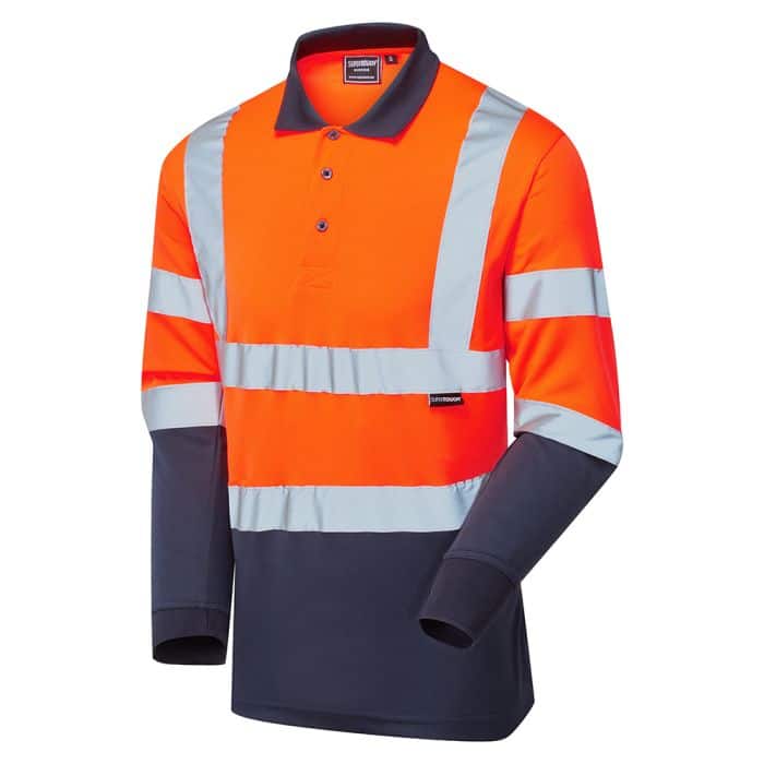 Supertouch Hi-Vis 2 Tone Orange Long Sleeve Polo Shirt H135 *Bundle Deal Garment See Bundle Page For Savings