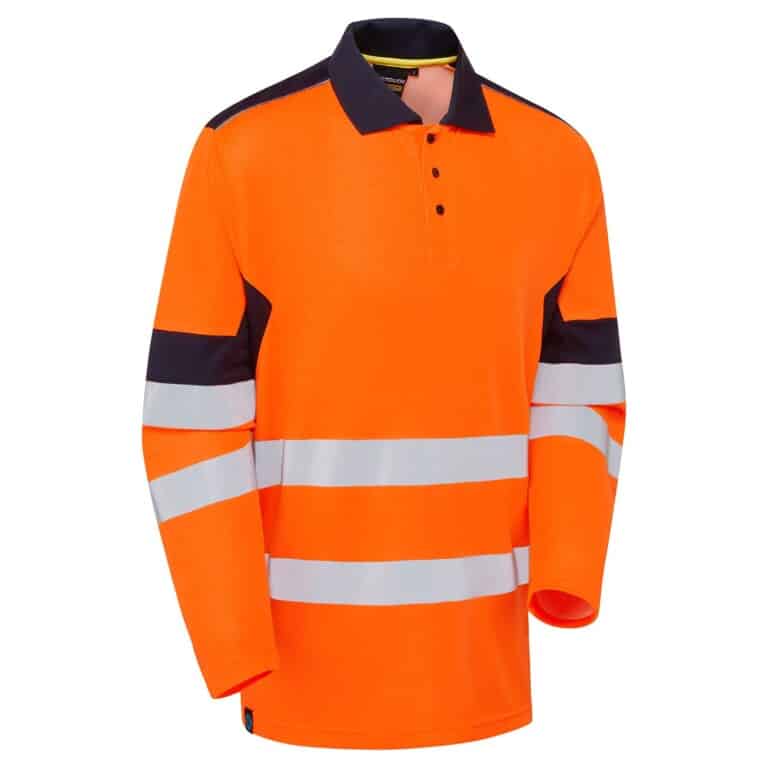 System Hi-Vis Eco Orange CottonCool Long Sleeve Polo SYS10