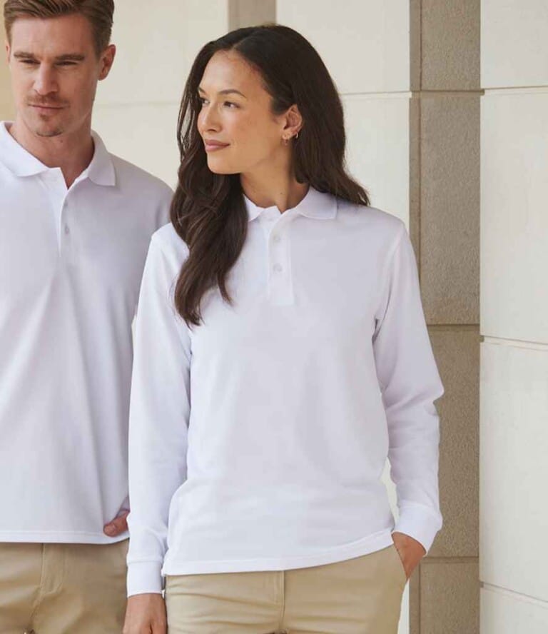 Henbury Long Sleeve Coolplus Piqué Polo Shirt H478 180gsm Unisex