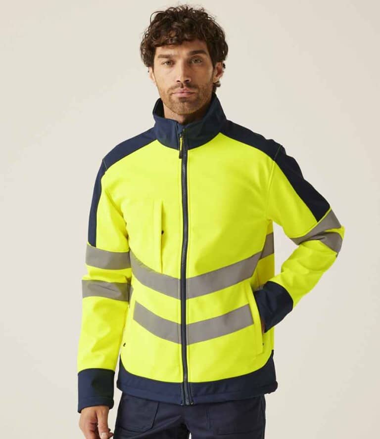 Regatta High Visibility Pro Soft Shell Jacket RG474 Yellow/Navy