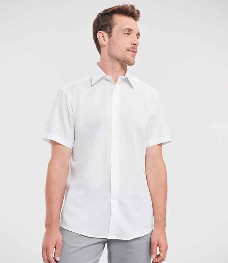 Russell Collection Short Sleeve Tailored Oxford Shirt 923M Mens