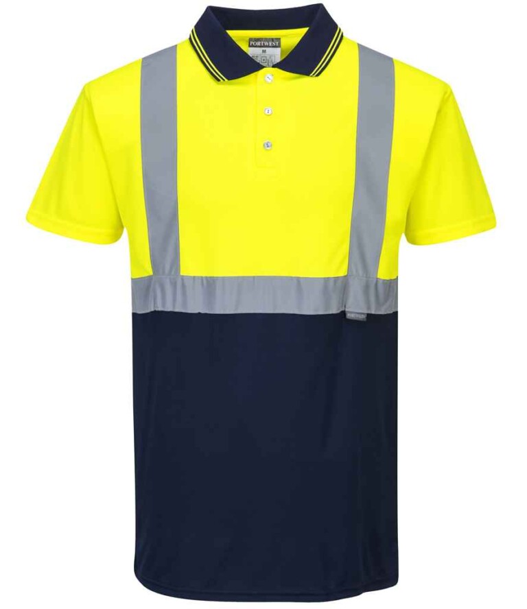 Portwest Hi-Vis Two Tone Polo Shirt PW062 Yellow/Navy
