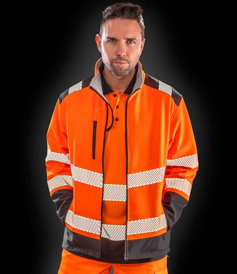 Result Safe-Guard Printable Ripstop Safety Soft Shell Jacket RS476 Orange/Black