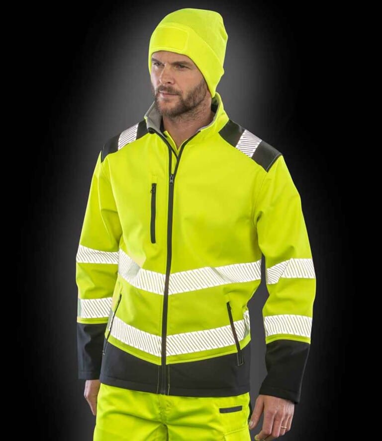 Result Safe-Guard Printable Ripstop Safety Soft Shell Jacket RS476 Yellow/Black