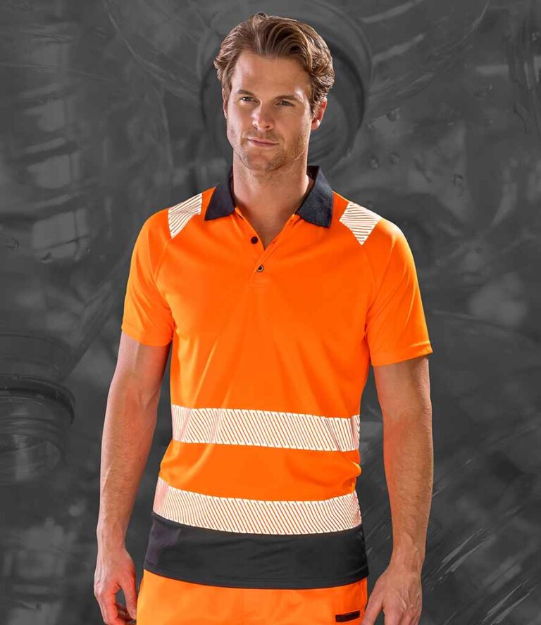 Result Genuine Recycled Safety Polo Shirt RS501 Orange/Navy