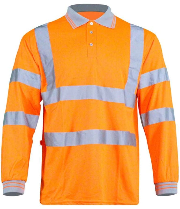 Warrior Hi-Vis Long Sleeve Polo Shirt WR013 Orange