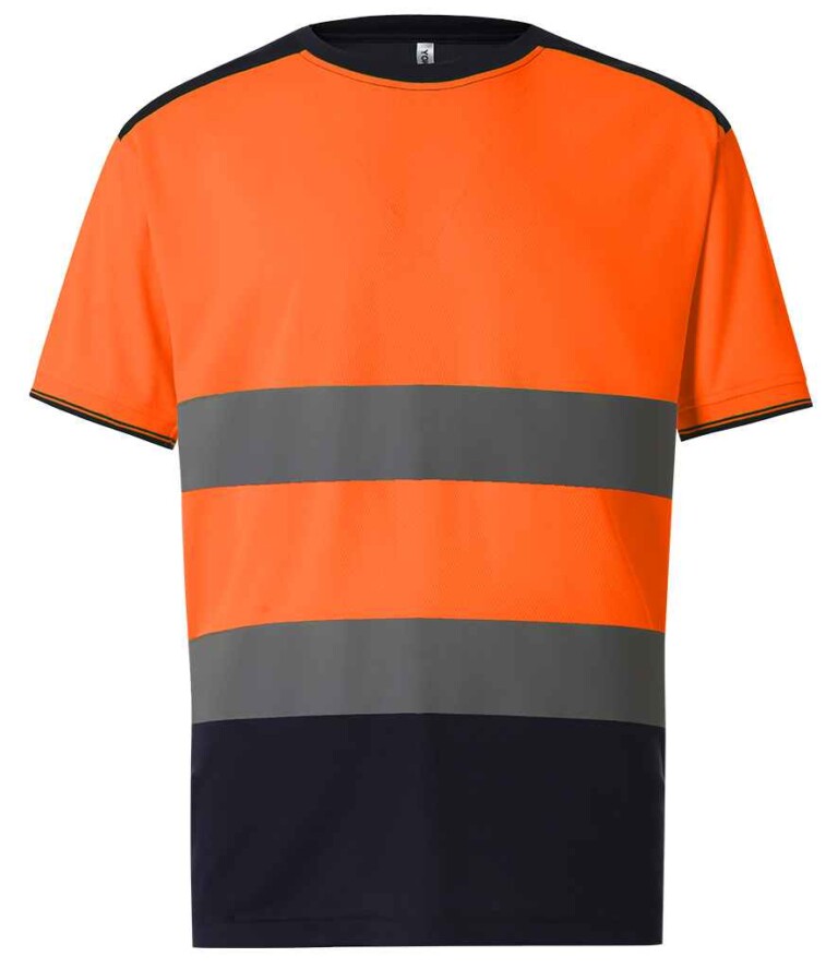 Yoko Hi-Vis Two Tone T-Shirt YK013 Orange/Navy