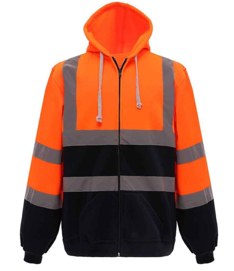 Yoko Hi-Vis Zip Hoodie YK032 Orange/Navy