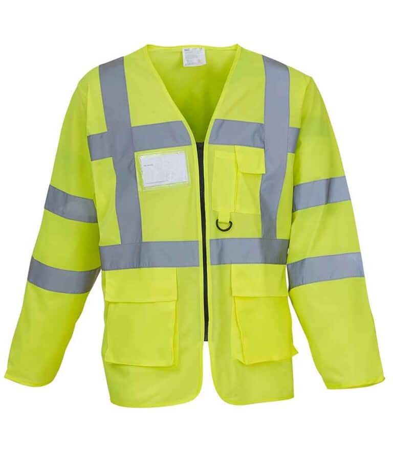 Yoko Hi-Vis Executive Long Sleeve Waistcoat YK108 Yellow