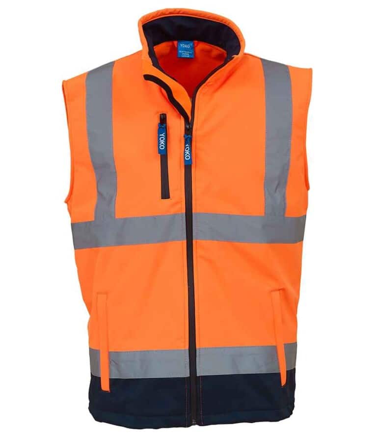 Yoko Hi-Vis Soft Shell Gilet YK207 Orange/Navy