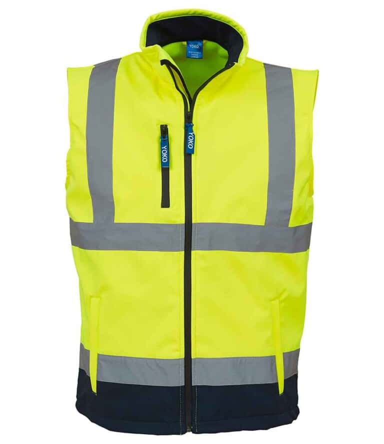 Yoko Hi-Vis Soft Shell Gilet YK207 Yellow/Navy