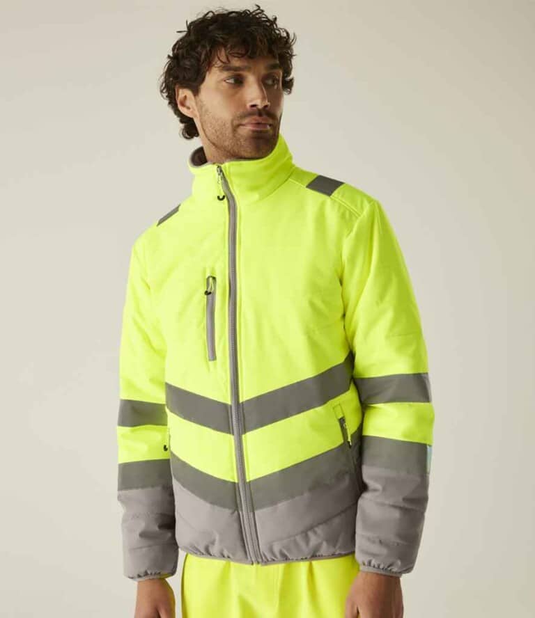 Regatta High Visibility Two Tone Thermal Baffle Jacket RG548 Yellow/​Grey