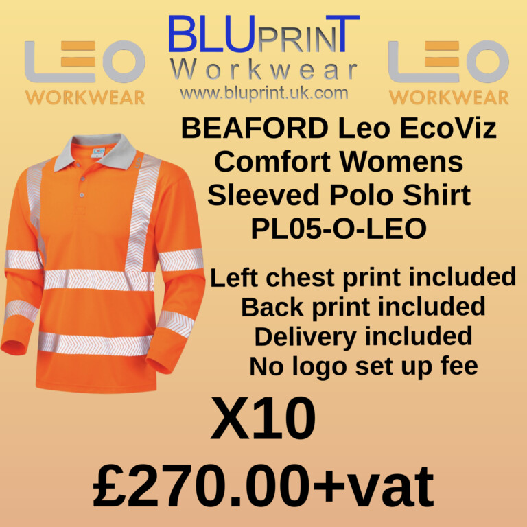 Bundle B17 X10 BEAFORD Leo EcoViz Comfort Womens Sleeved Polo Shirt PL05-O-LEO