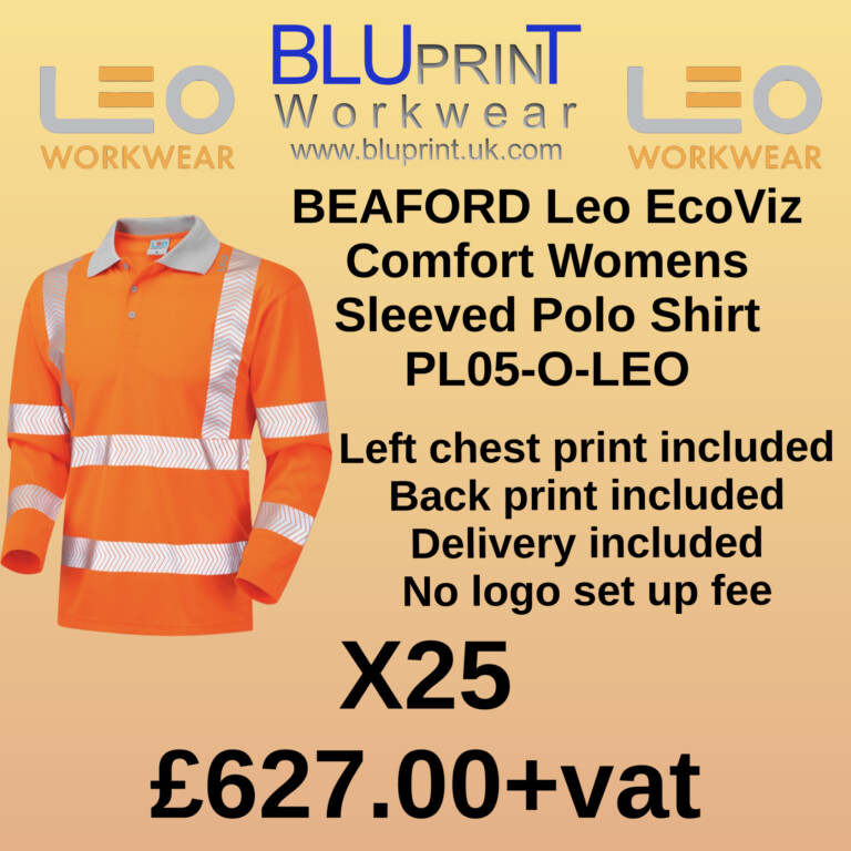 Bundle B18 X25 BEAFORD Leo EcoViz Comfort Womens Sleeved Polo Shirt PL05-O-LEO