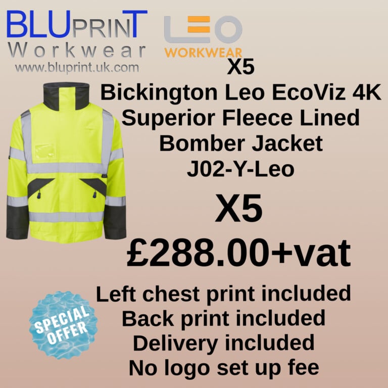 Bundle E19 X5 BICKINGTON Leo EcoViz 4K Superior Fleece Lined Bomber Jacket Yellow J02-Y-Leo