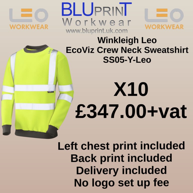 Bundle G3 X10 Winkleigh Leo EcoViz Crew Neck Sweatshirt Yellow SS05-Y-Leo