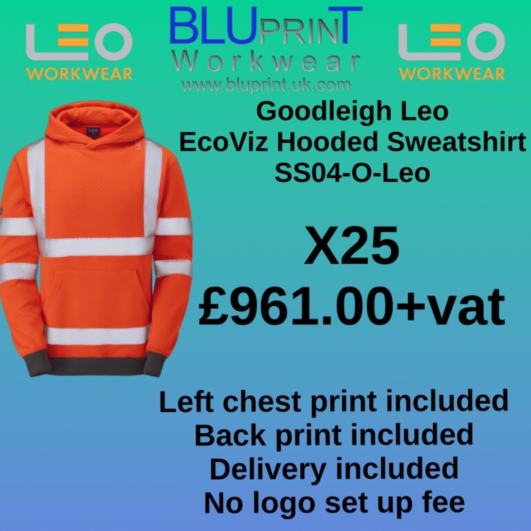 Bundle H6 X25 Goodleigh Leo EcoViz Hooded Sweatshirt Orange SS04-O-Leo