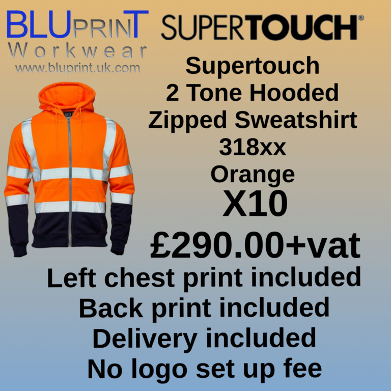 Bundle H19 X10 Supertouch 2 Tone Hooded Zipped Sweatshirt Orange 318XX
