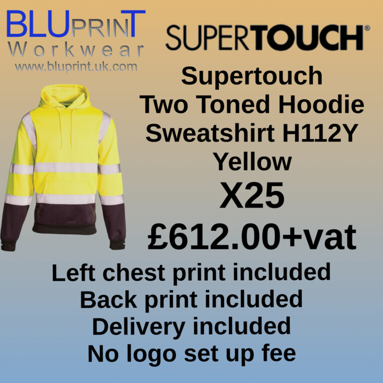 Bundle H12 X25 Supertouch 2 Toned Hoodie Sweatshirt Yellow H112Y