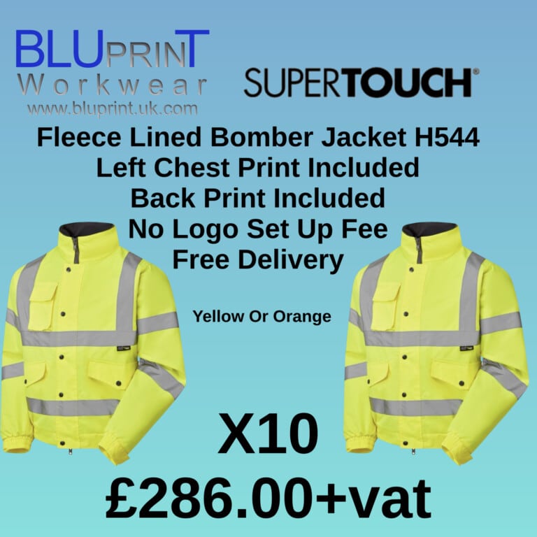 Bundle E24 Supertouch X10 Hi Vis Fleece Lined Bomber Jacket Yellow H544