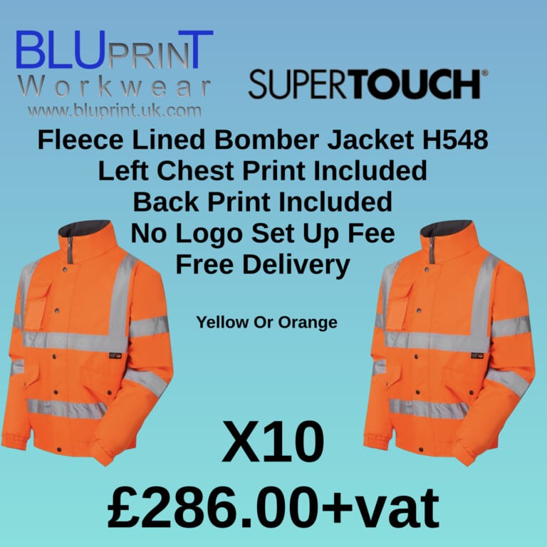 Bundle E22 Supertouch X10 Hi Vis Fleece Lined Bomber Jacket Orange H548