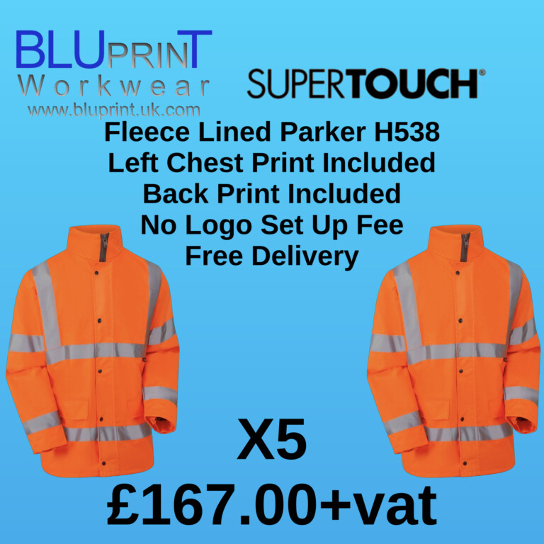 Bundle E9 Supertouch X5 Hi Vis Fleece Lined Parker Jacket Orange H538