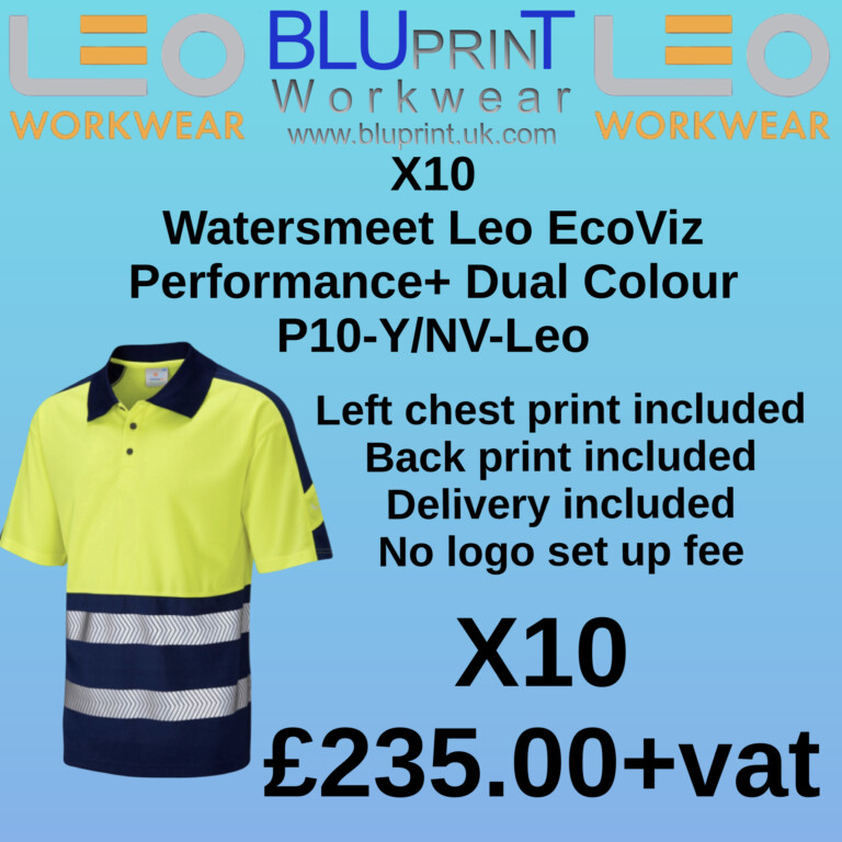 Bundle C19 X10 WATERSMEET Leo EcoViz Performance+ Dual Colour Polo Shirt Yellow P10-Y/NV-LEO