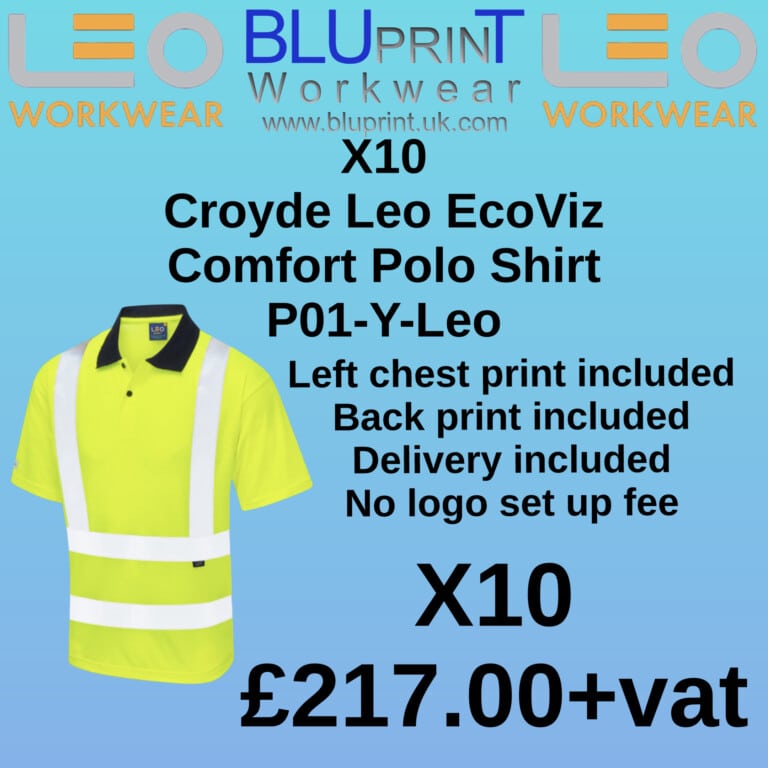 Bundle C15 X10 CROYDE Leo EcoViz Comfort Polo Shirt Yellow P01-Y-LEO