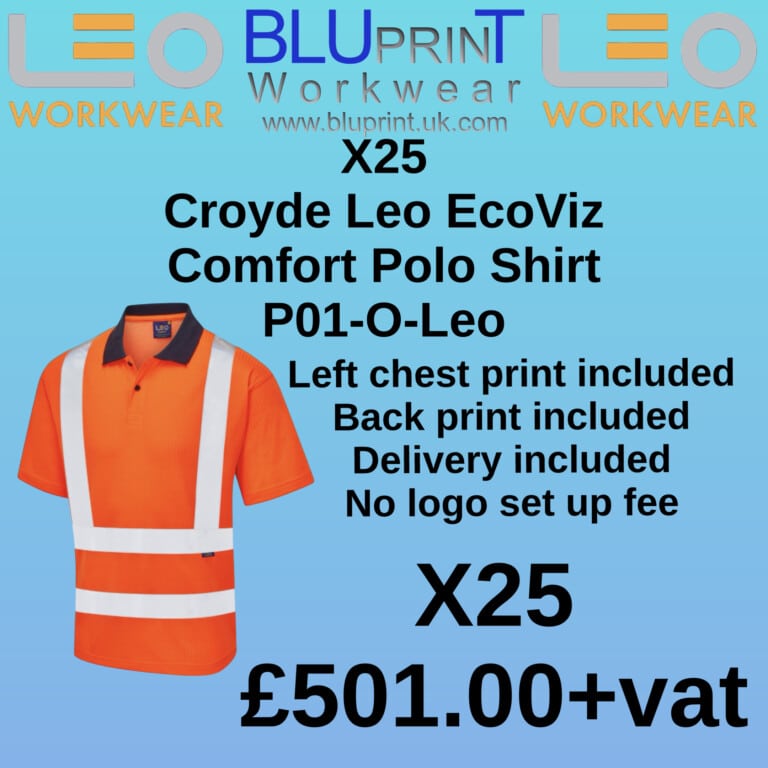 Bundle C14 X25 CROYDE Leo EcoViz Comfort Polo Shirt Orange P01-O-LEO