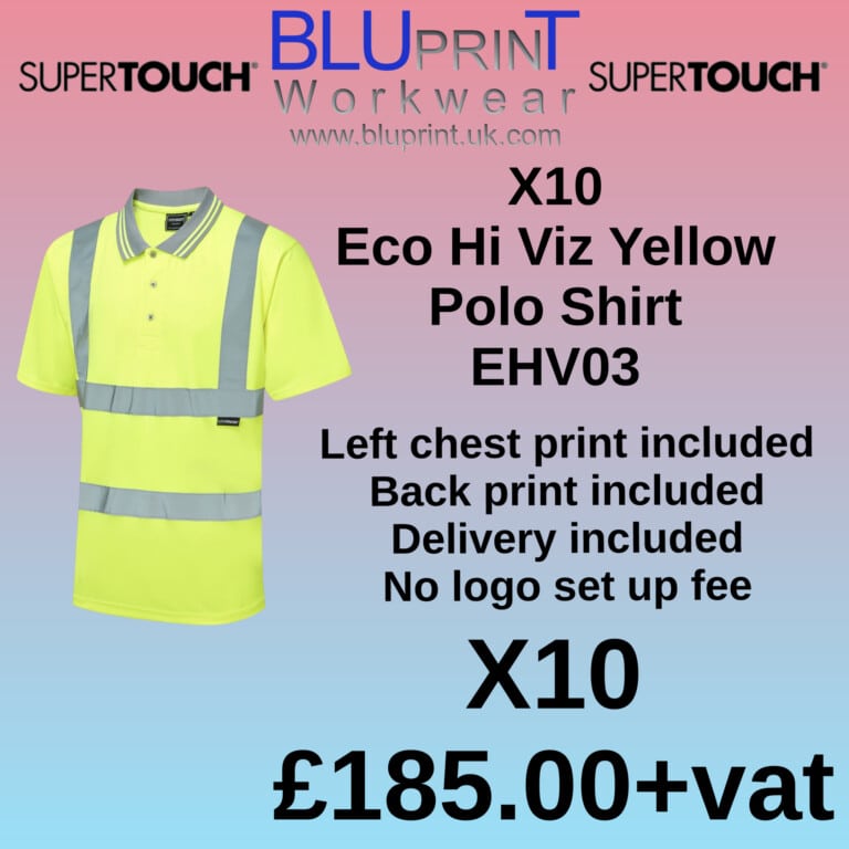Bundle C11 X10 Supertouch Eco Hi Vis Yellow Polo Shirt EHV03