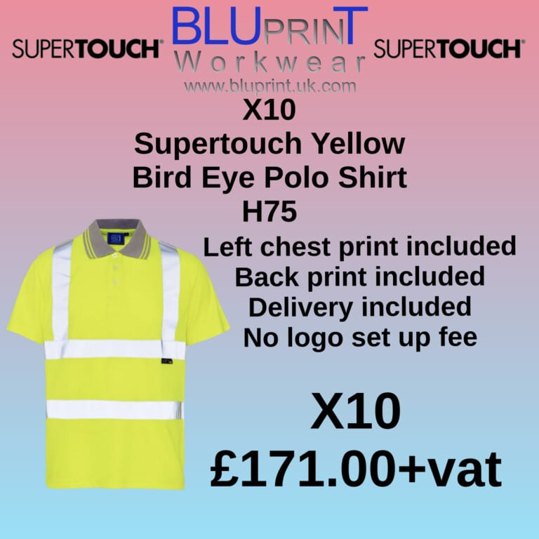 Bundle C3 X10 Supertouch Hi Vis Yellow Bird Eye Polo Shirt H75