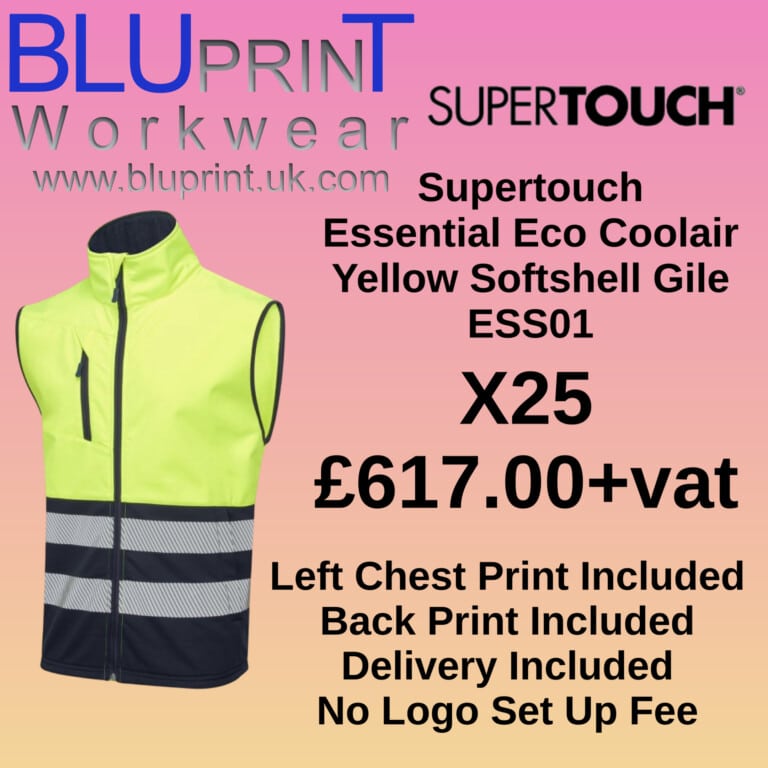 Bundle F4 X25 Essentials Hi Vis Eco Coolair Yellow Softshell Gilet ESS01