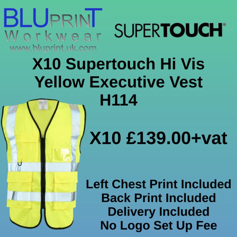 Bundle A25 X10 Supertouch Hi Vis Yellow Executive Vest H114