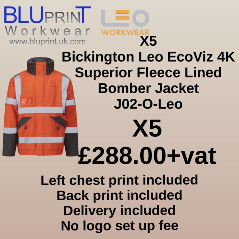 Bundle E17 X5 BICKINGTON Leo EcoViz 4K Superior Fleece Lined Bomber Jacket Orange J02-O-Leo
