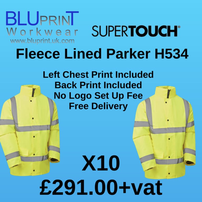 Bundle E12 Supertouch X10 Hi Vis Fleece Lined Parker Jacket Yellow H534