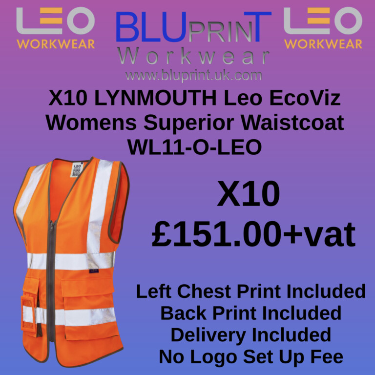 Bundle A29 X10 LYNMOUTH Leo EcoViz Womens Superior Waistcoat WL11-O-LEO