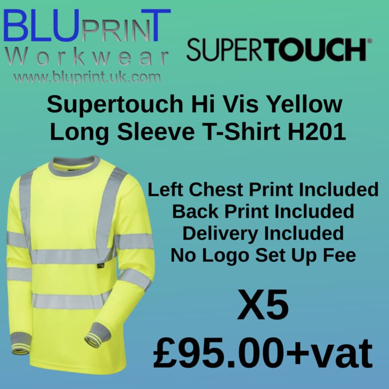 Bundle J10 X5 Supertouch Hi Vis Yellow Long Sleeve T-Shirt H201