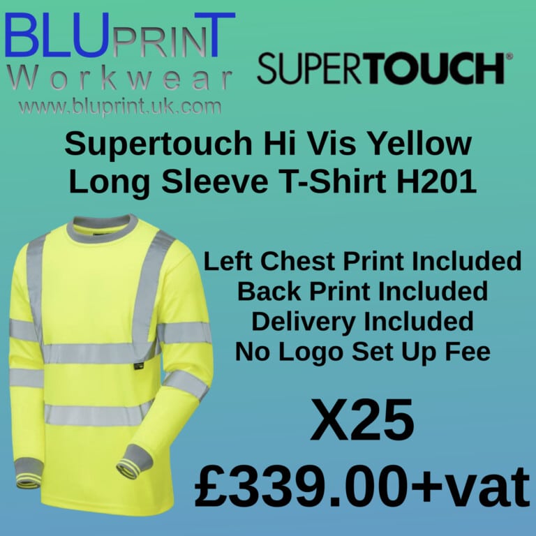 Bundle J12 X25 Supertouch Hi Vis Yellow Long Sleeve T-Shirt H201