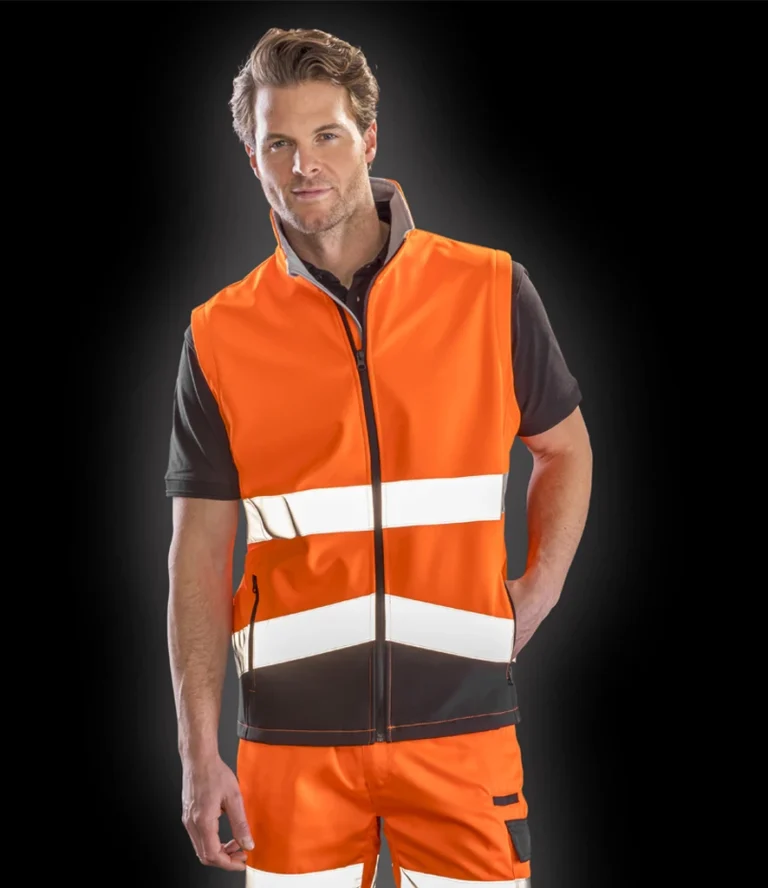 Result Safe-Guard Printable Safety Soft Shell Gilet RS451 Orange/Black