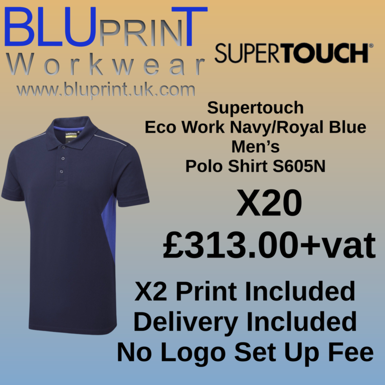 Bundle 16D X20 System Eco Work Navy/Royal Blue Men’s Polo Shirt S605N