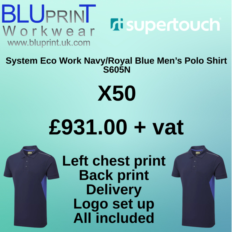 Bundle 16D X50 System Eco Work Navy/Royal Blue Men’s Polo Shirt S605N